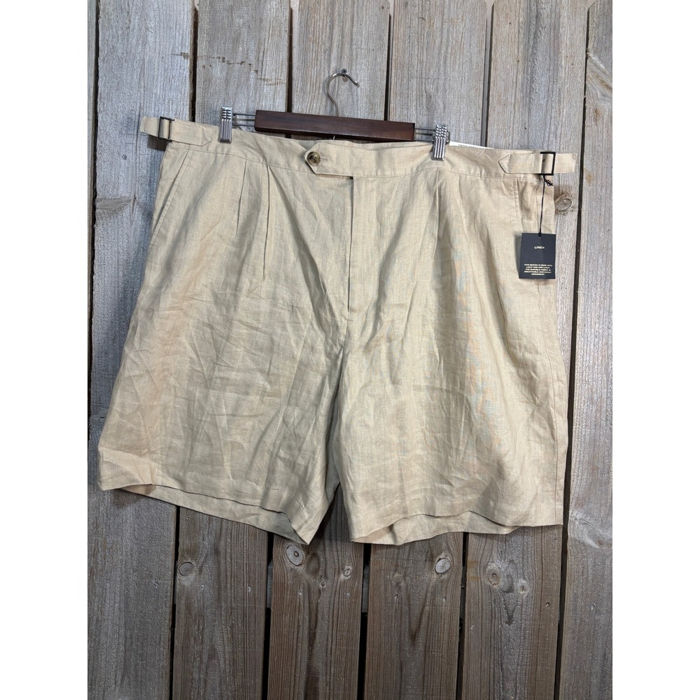 Club Room Luxury Mens 100% Linen Pleated Safari Shorts Beige 42 100184586MN